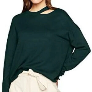 EVIDNT NWT Dark Green Pullover Crewneck Cut Out Sweater Top. Women’s Meium